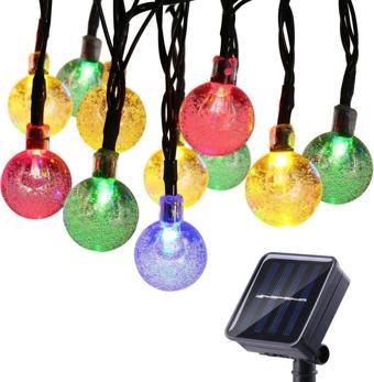 KRİSTAL RENKLİ GÜNEŞ ENERJİLİ 6 METRE 49 LED BAHÇE TERAS PARTİ BALKON SÜSÜ AYDINLATMA LAMBASI