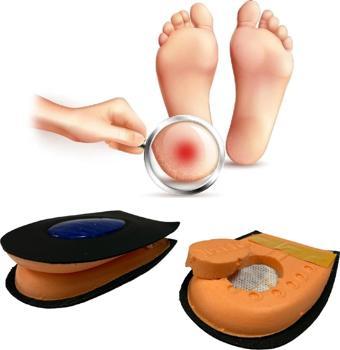SRTfootcare Heelspur (Epin Topukluk) Hakiki Deri Jel Takviyeli Topuk Dikeni Yarım Tabanlık 1 Çift