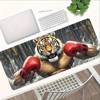 70X30 CM BOKSÖR KAPLAN TEMALI KAYDIRMAZ TABAN SPEED YÜZEY OYUNCU MOUSE PAD GAMİNG