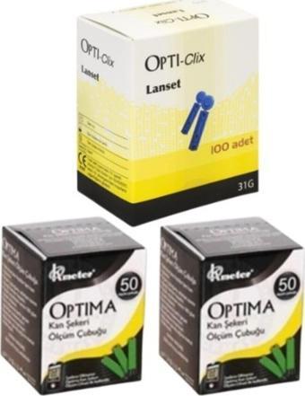 Kan Sekeri Cubuk ( Strip) 2 Kutu (100 Adet) + 1 Kutu (100 Adet) Opti-clix Parmak