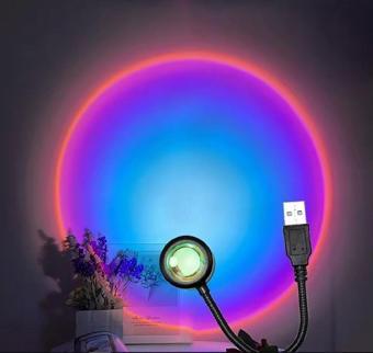 USB LED RAİNBOW PROJEKTÖR LAMBASI FOTOĞRAF ÇEKİM IŞIĞI DEKORATİF IŞIK