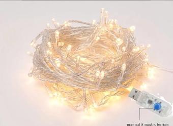 USB SARI IŞIK 10 METRE 99 LED ŞEFFAF KABLO 8 MODLU EV BAHÇE BALKON AĞAÇ ÇİT SÜSÜ LED IŞIK