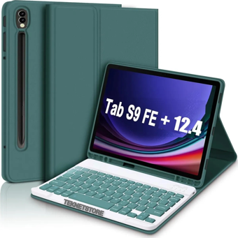 Samsung Galaxy Tab S9 Fe Plus 12.4" Q Türkçe Klavyeli Kılıf Kalem Bölmeli Bluetooth Özellikli Stand 