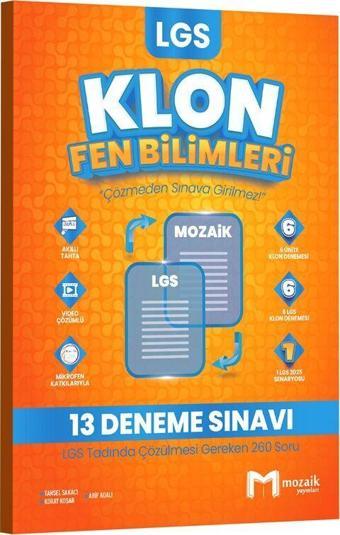 Mozaik Yayınları 8. Sınıf LGS Fen Bilimleri Klon 13 Deneme - Mozaik - Ders Kitapları