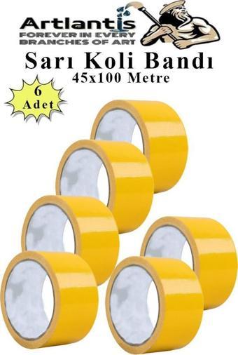 Sarı Koli Bantı 100 Metre 6 Adet 45mm x 100 Metre Renkli Koli Bandı Extra Güçlü Formül Akrilik Koli Bandı