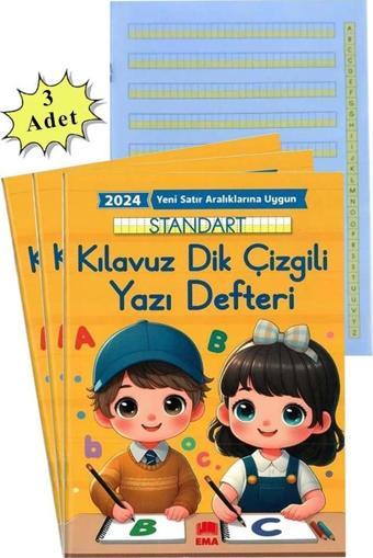 Yeni Müfradat Güzel Yazı Defteri Orta Boy 16.5x24  24 Yaprak 3 Adet Standart Kılavuz Dik Çizgili Yazı Defteri Satır Aral