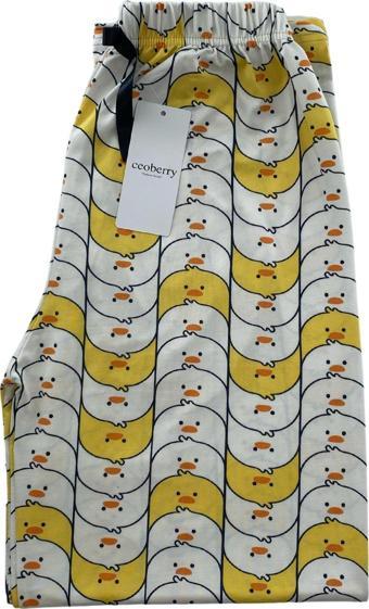 Kadın Sarı Beyaz Civcivli Pijama Altı Milan - 105