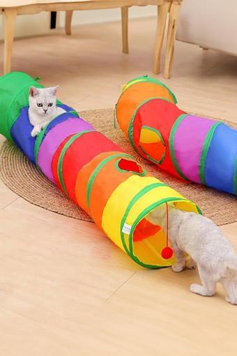 Düz Kedi Tüneli Katlanır Gökkuşağı Uzun Düz Kedi Köpek Oyun Tüneli Evcil Hayvan Oyun Tüneli 2110