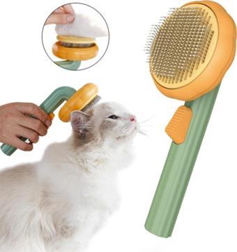 Balkabağı Tasarımlı Otomatik Temizlenen Tuşlu Evcil Hayvan Fırçası Kedi Köpek Tüy Toplayıcı Tarak