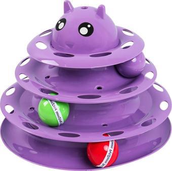 3 Katlı Toplu Yuvarlak Kedi Oyuncağı, Toplu Yuvarlak Kedi Oyuncağı Kedi Eğlencesi