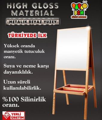 Bgm Oyuncak Gerçek Metal Yüzey Manyetik Özellikli Çift Taraflı Ahşap Yazı Tahtası