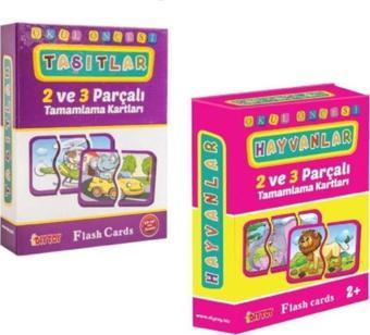 Df Toys 2'Li Set Okul Öncesi Hayvanlar  - Taşıtlar 2--3 Parçaları Tamamlama Flash Kartları