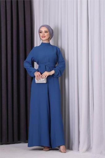 Dip Moda kadın petrol kuşaklı gül detaylı salaş tulum NMS003