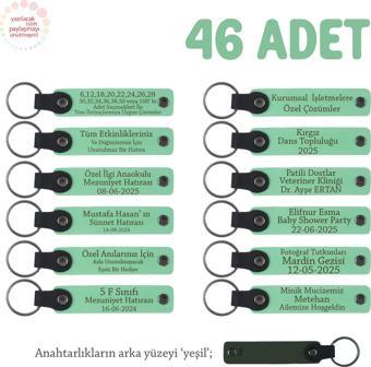 Açık Yeşil, Anneler Günü Kutlaması İçin Mesajlı Hatıra Anahtarlık 46’lı Set, Özel Gün Hediyesi