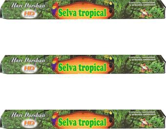 Hari Darshan Selva Tropical Yağmur Ormanları Çubuk Tütsü - Oda Ortam Kukusu - 20 Adetlik 3 Paket