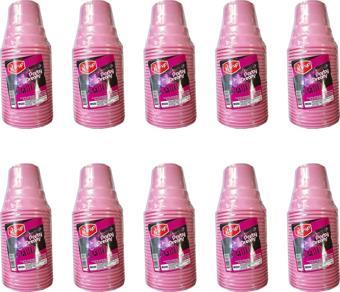 Roll-Up Party Dreams Parti Davet Piknik Renkli Plastik Sert Mika Bardak - Pembe - 25'li 10 Paket 