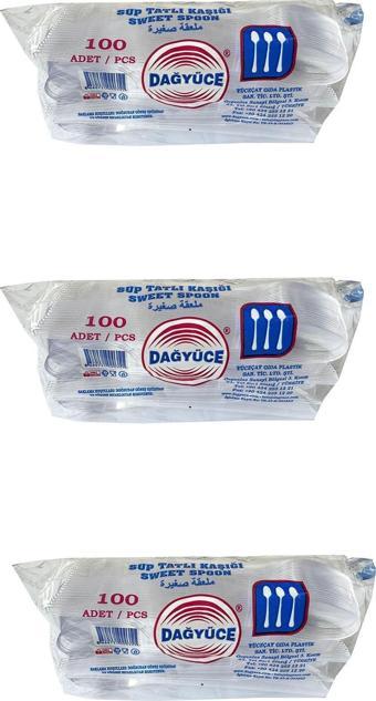 Dağyüce Plastik Şeffaf Sup Kaşık - Tatlı Kaşığı - 100 Adetlik 3 Paket - 300 Adet