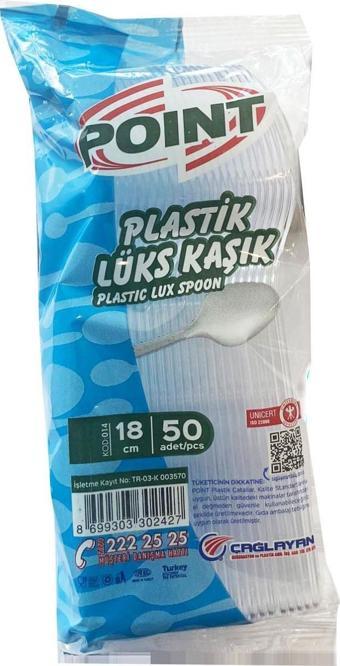 Point Plastik Lüx Şeffaf Kaşık - 18 Cm. - 3.2 Gr. - 50 Adet - Paket