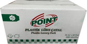 Point Plastik Lüx Şeffaf Çatal - 18 Cm. - 3.2 Gr. - 3000 Adet - Koli