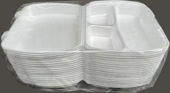 Dağyüce 23/A Tek Kullanımlık Köpük 3 Bölmeli Kapaklı Kase Kutu - 20x24 Cm. - 20 Adetlik 1 Paket
