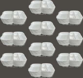 Dağyüce 23/A Tek Kullanımlık Köpük 3 Bölmeli Kapaklı Kase Kutu - 20x24 Cm. - 20 Adetlik 10 Paket