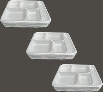 Dağyüce Tek Kullanımlık Köpük 5 Bölmeli Tabldot Köpük Tabak - 26.5x35 Cm. - 10 Adetlik 3 Paket