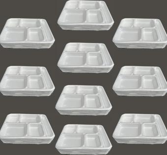 Dağyüce Tek Kullanımlık Köpük 5 Bölmeli Tabldot Köpük Tabak - 26.5x35 Cm. - 10 Adetlik 10 Paket
