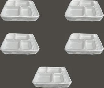 Dağyüce Tek Kullanımlık Köpük 5 Bölmeli Tabldot Köpük Tabak - 26.5x35 Cm. - 10 Adetlik 5 Paket