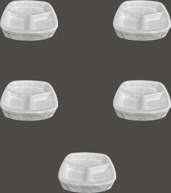 Dağyüce Tek Kullanımlık Köpük 3 Bölmeli Tabldot Köpük Tabak - 23.5x25 Cm. - 10 Adetlik 5 Paket