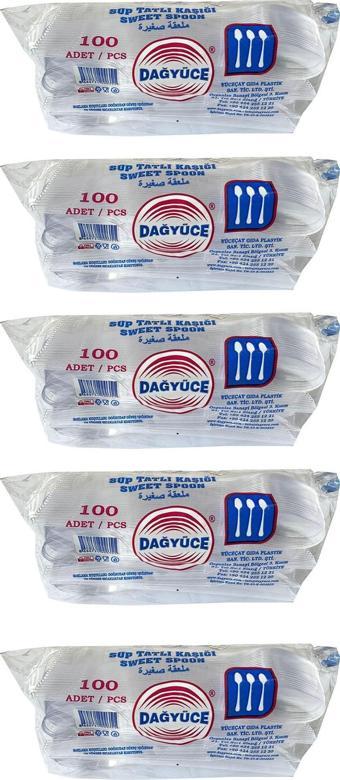 Dağyüce Plastik Şeffaf Sup Kaşık - Tatlı Kaşığı - 100 Adetlik 5 Paket - 500 Adet