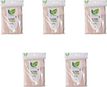Roll-Up Doğaya Dönüş Ekolojik Doğal Doğa Dostu %100 Ahşap Çatal - 16 Cm. - 50'li 5 Paket 