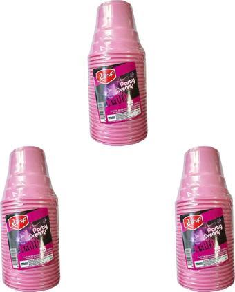 Roll-Up Party Dreams Parti Davet Piknik Renkli Plastik Sert Mika Bardak - Pembe - 25'li 3 Paket 