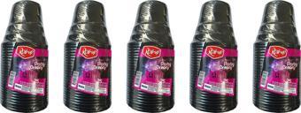 Roll-Up Party Dreams Parti Davet Piknik Renkli Plastik Sert Mika Bardak - Siyah - 25'li 5 Paket 