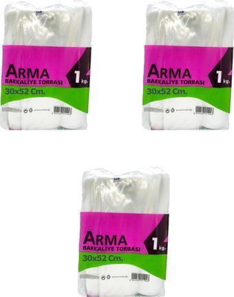 Naksan Arma Şeffaf Naylon 5 lik 30x52 Cm. Bakkaliye Poşeti Torbası - 1 Kg. - Ort. 85 Adet - 3 Paket