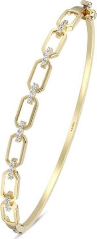 Taşlı Altın Kelepçe Bilezik - 14k - 5.01gr
