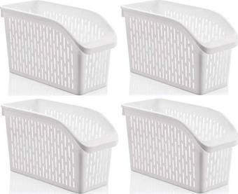 Omnipazar SY-2170 Plastik Küçük Dolap İçi Sebze Meyve Düzenleyici Beyaz 4 lü Set Beyaz