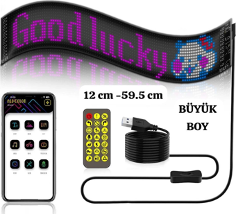 Led Ekran Matrix Panel Cama Yapışan En Büyük Boy 16x96 Led Sayısı Araba Yazısı 12cm-59.5cm