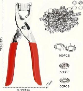 SRTfootcare 200 adet Paslanmaz Çelik Çıtçıt ve Pense Seti Metal Çıt Çıt Makinesi