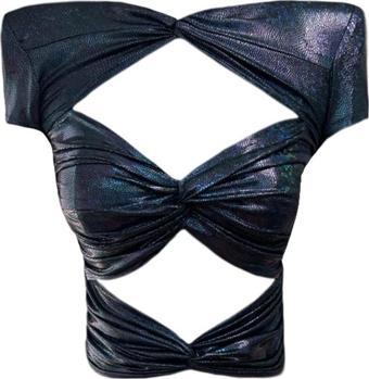 Gira Official Pencere Detaylı Crop Top Lacivert