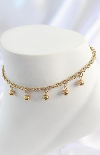 Gold Renk Sallantı Topçuk Zincir Model Kadın Halhal - EBJ250412W32674