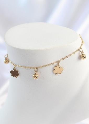 Gold Renk Sallantı Topçuk Yonca Model Kadın Halhal - EBJ250412W32670