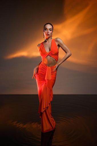 Gira Official Turuncu Cut Out Detaylı Maxi Elbise