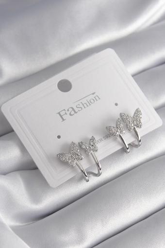 Gümüş Renk Zirkon Taşlı Kelebek Model Kadın Küpe - EBJ241206W29722