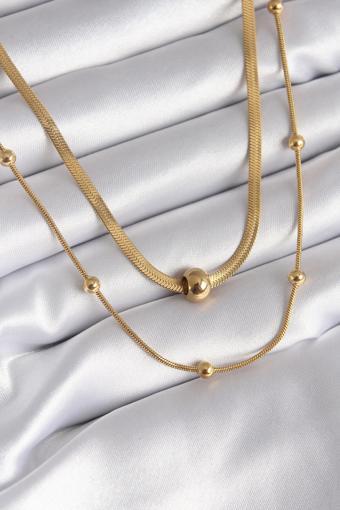 Gold Renk İtalyan Zincir Model Topçuk Detay Kadın Kolye - EBJ241109W29103