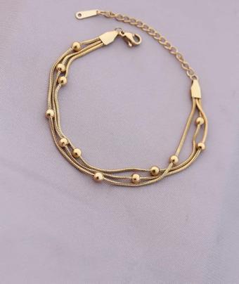 Gold Renk Top Zincirli Kadın Bileklik - EBJ241026W27804