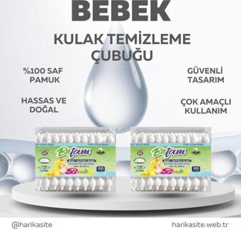 Bebek Kulak Çubuğu 60'lı | %100 Pamuk | Geniş Uçlu Güvenli Tasarım - 2'li Avantaj Paket