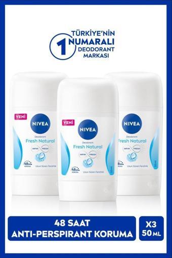 Kadın Stick Deodorant Fresh Natural 50ml, 48 Saat Koruma, X3 Adet