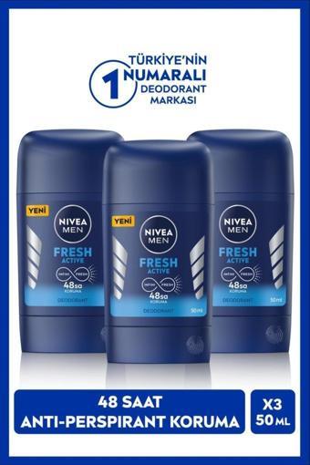 MEN Erkek Stick Deodorant Fresh Active 50ml, 48 Saat Koruma, X3 Adet