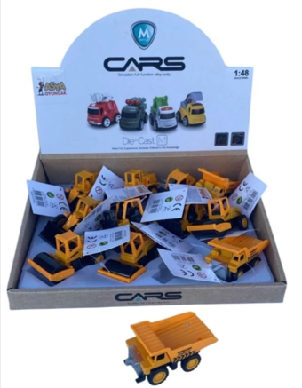 Minik Metal İş Makineleri 8 cm; Kepçe, Kamyon, Silindir, Forklift