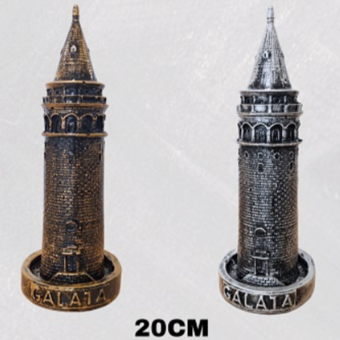 Polyester Galata Kulesi Biblo 20 cm Altın & Gümüş